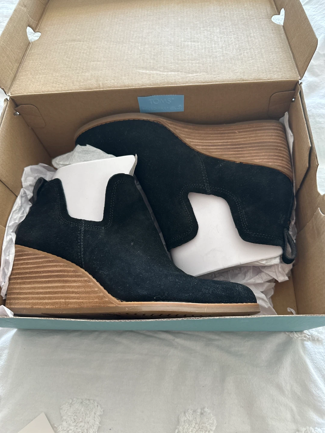 TOMS Kallie Black Suede Wedge Booties - Size 9 - photo 3