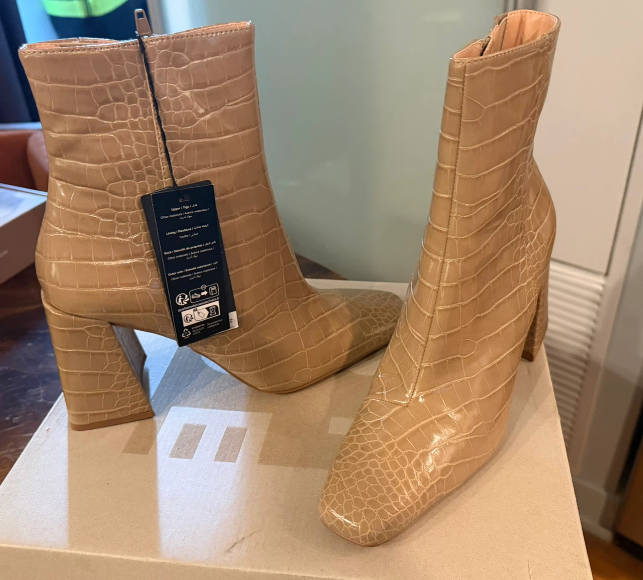 Vero Moda Crocodile Print Ankle Boots Size 8