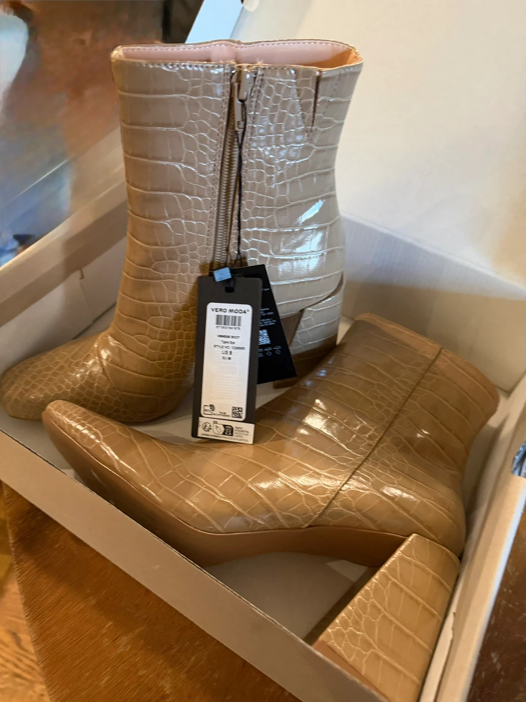 Vero Moda Crocodile Print Ankle Boots Size 8 - photo 3