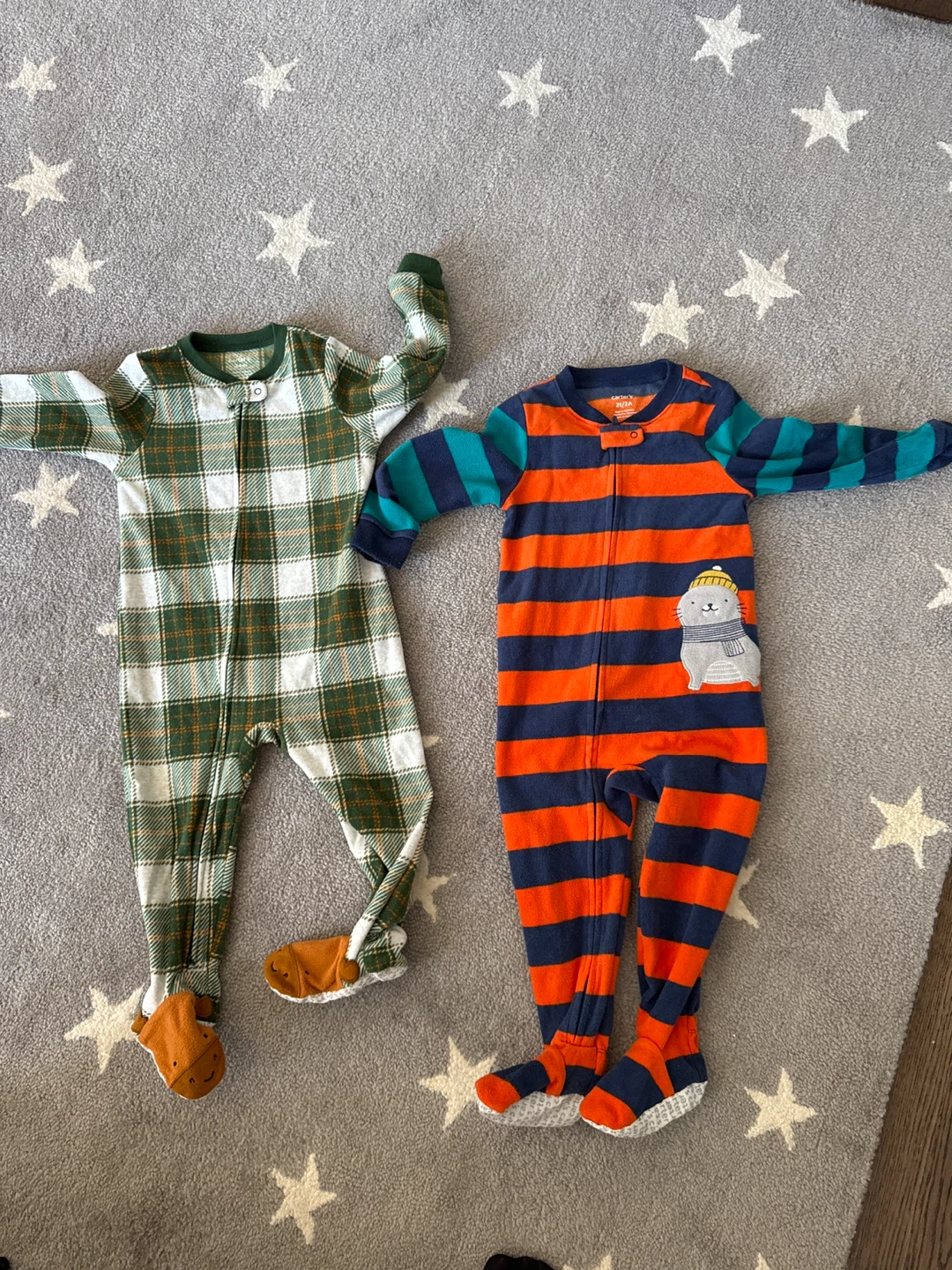 Two Carter's Fleece Sleepers Size 2T