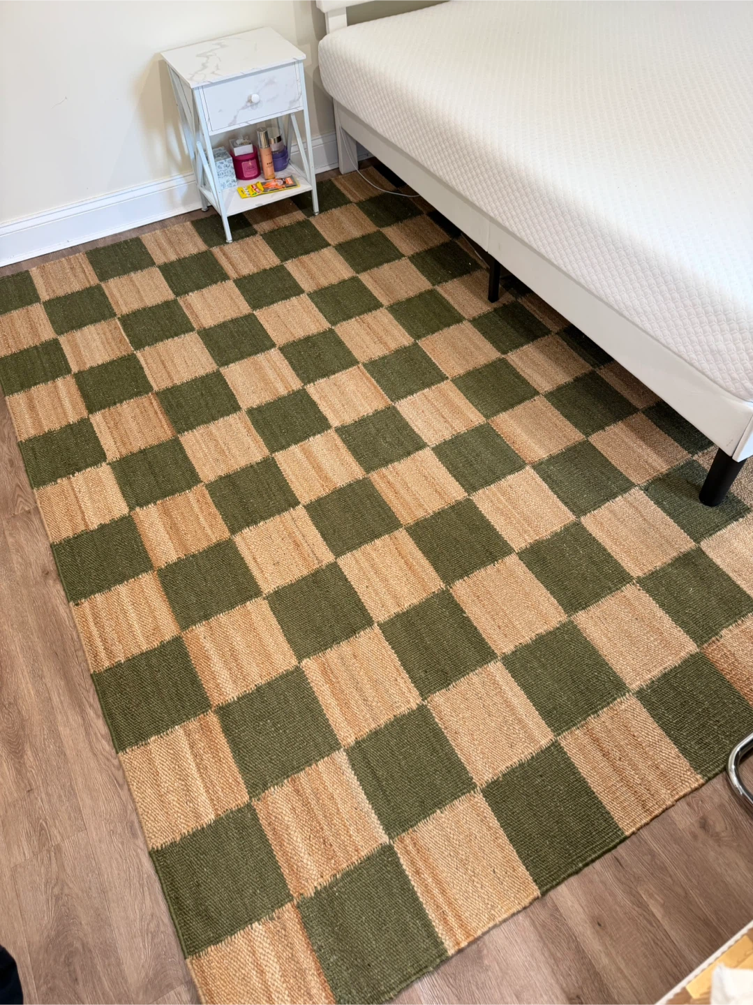 Checkered Jute Area Rug Green and Natural