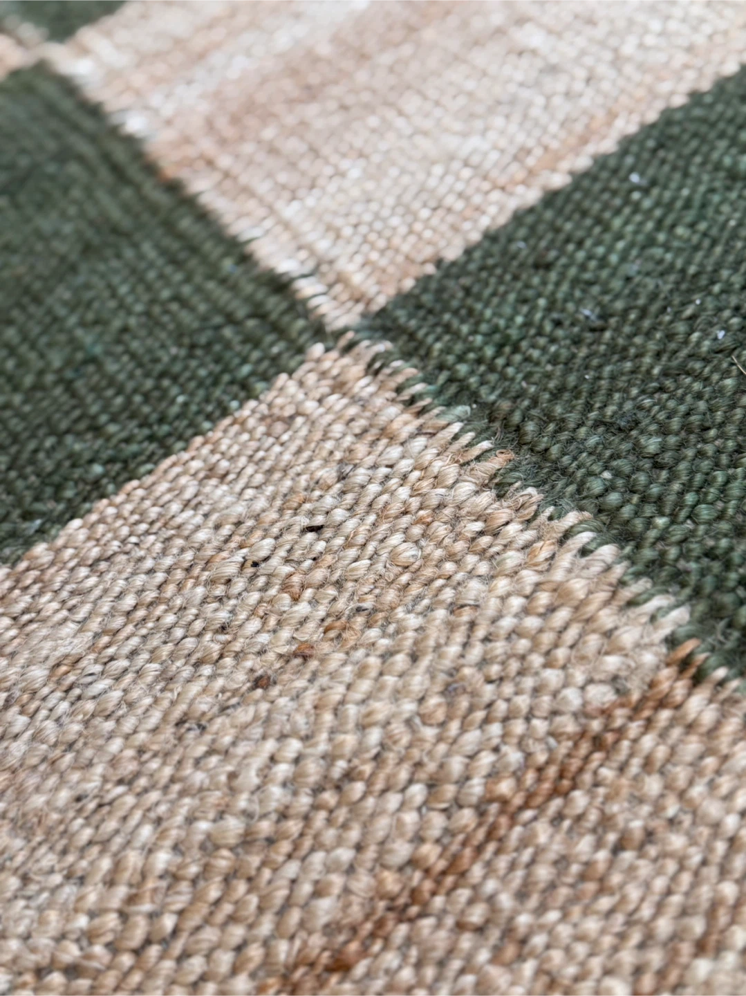 Checkered Jute Area Rug Green and Natural - photo 2