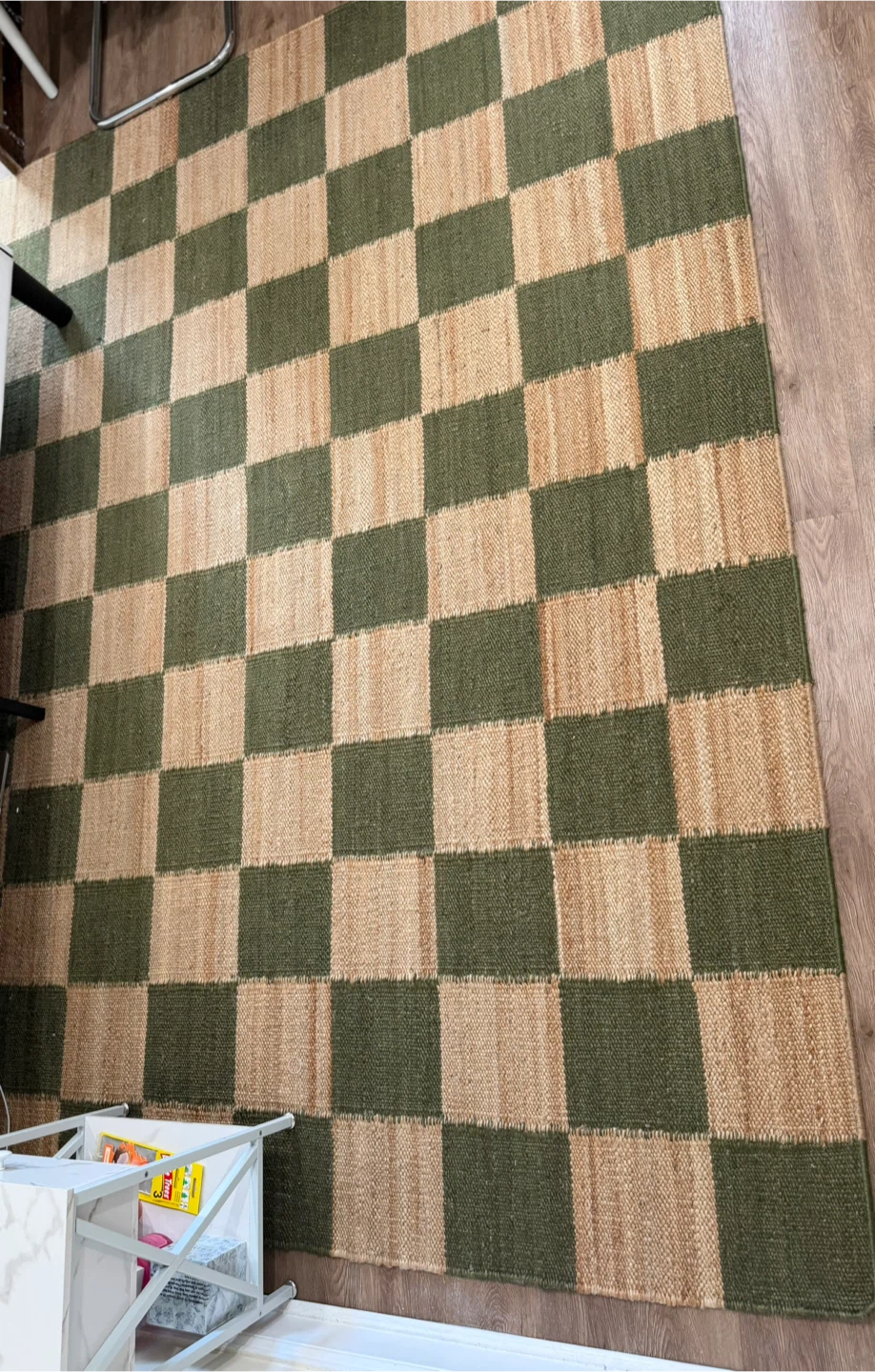 Checkered Jute Area Rug Green and Natural - photo 3