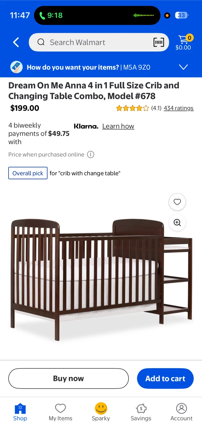 Dream On Me Anna 4-in-1 Convertible crib with changing table