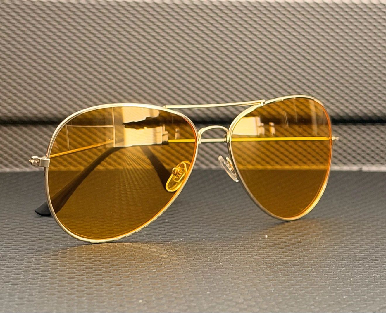 Gold Aviator Sunglasses with Amber Lenses