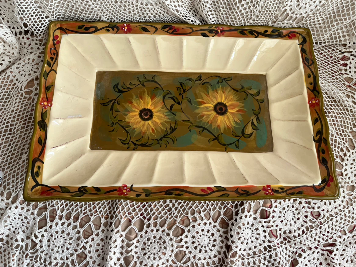 Large Ceramic Sunflower Serving Platter