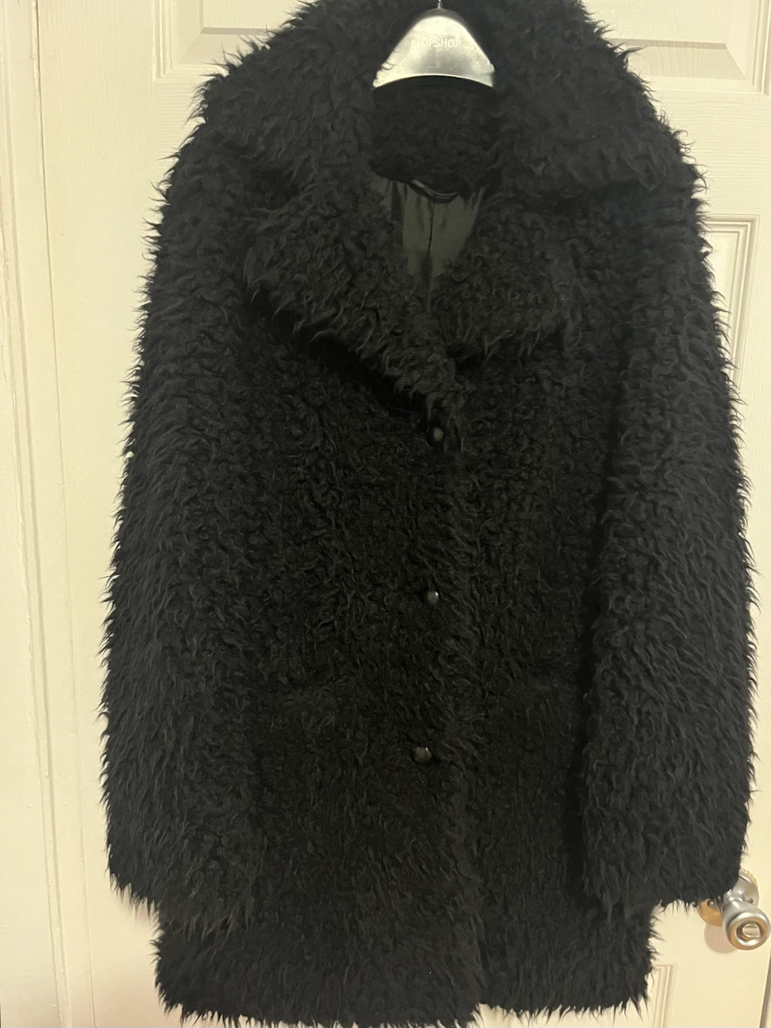 Topshop Black Faux Fur Coat