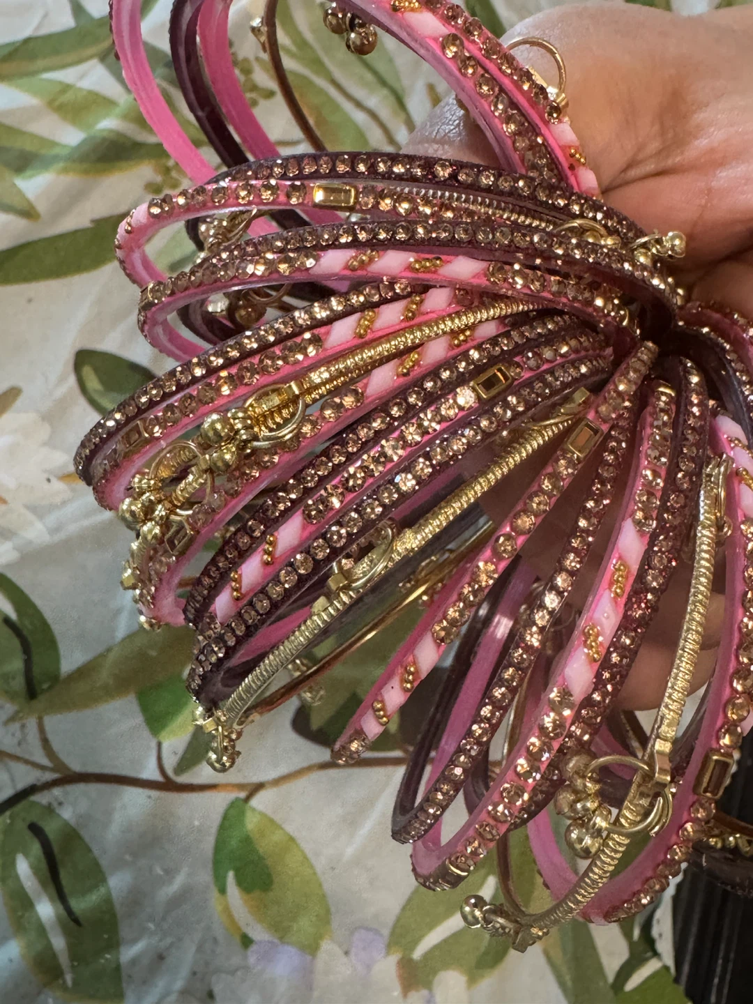 Pink and Gold KASHMIRI Bangle Set - photo 2