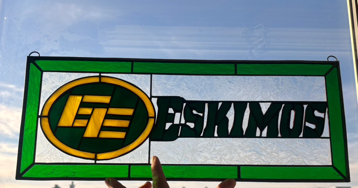 Edmonton Eskimos Stained Glass Hanging