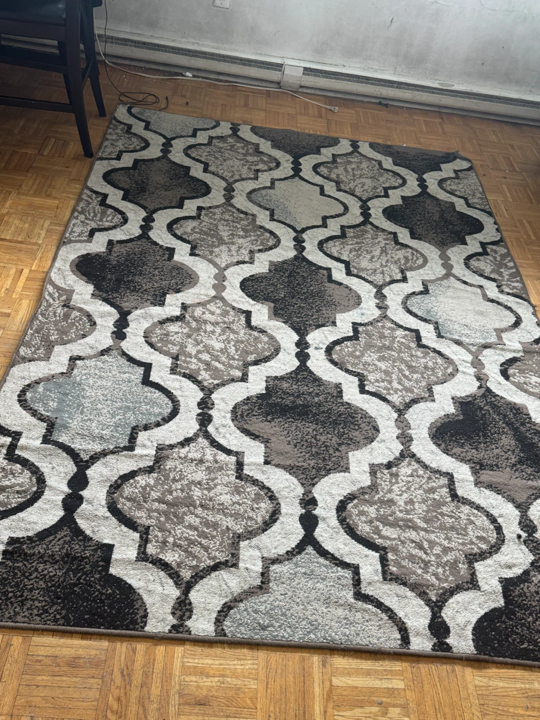 Grey and Black Moroccan Pattern Area Rug - photo 2