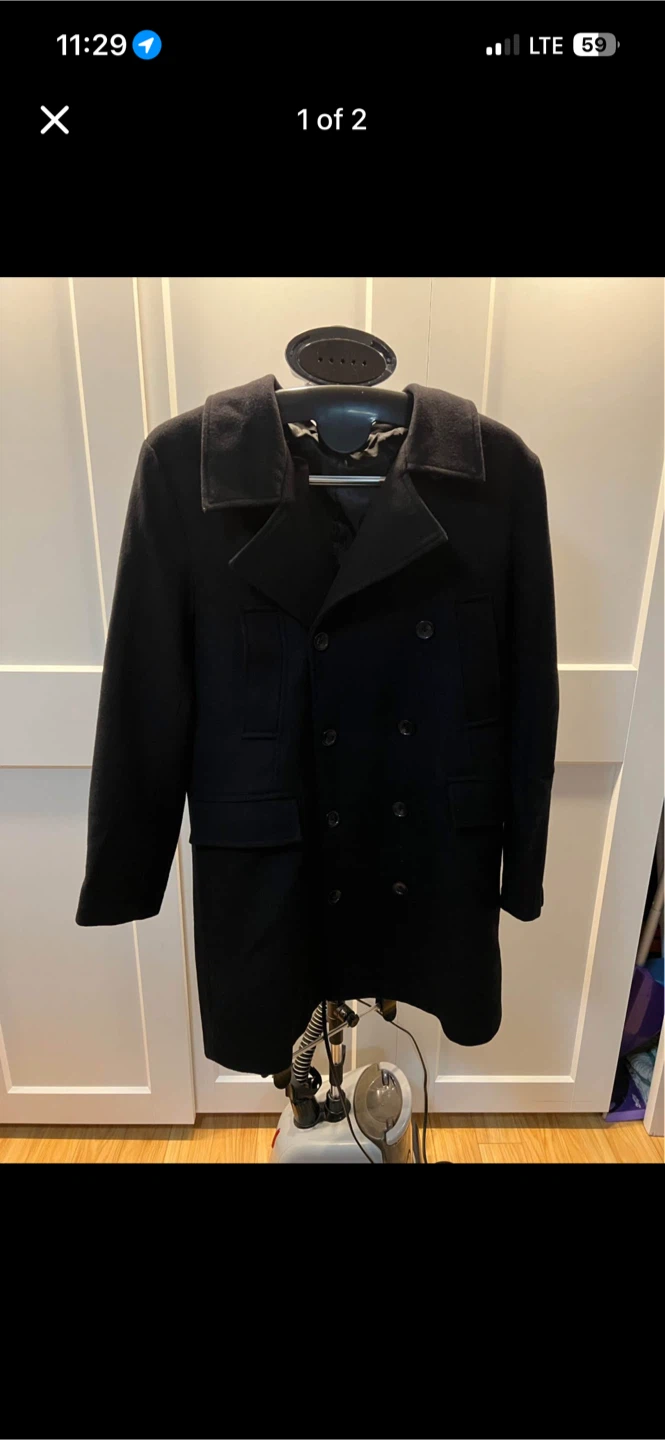 Men's Large Double-Breasted Wool Blend overcoat