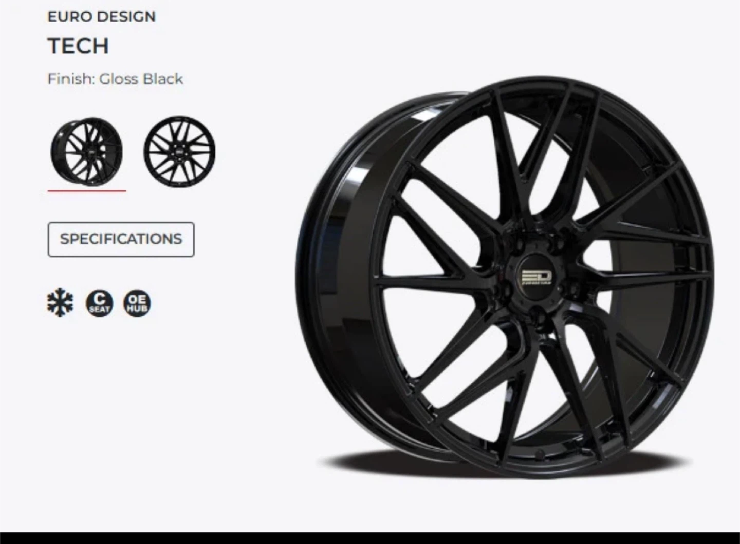 Euro Design Tech Wheels 18x8 Gloss Black