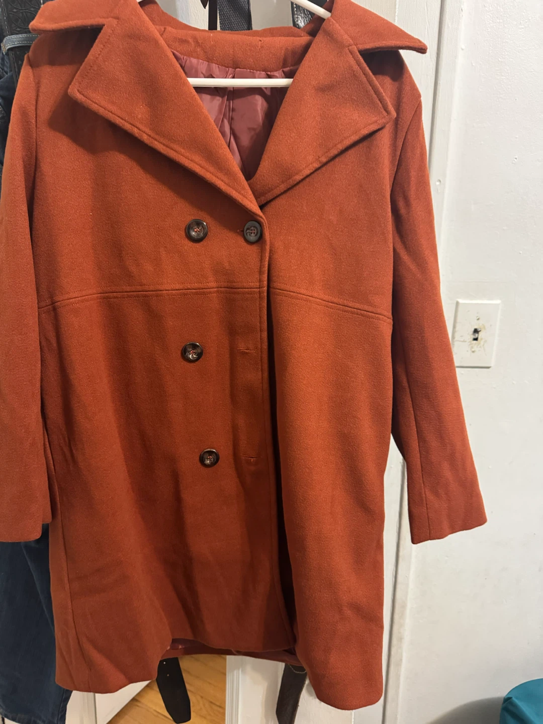 Burnt Orange Double-Breasted Wool Coat