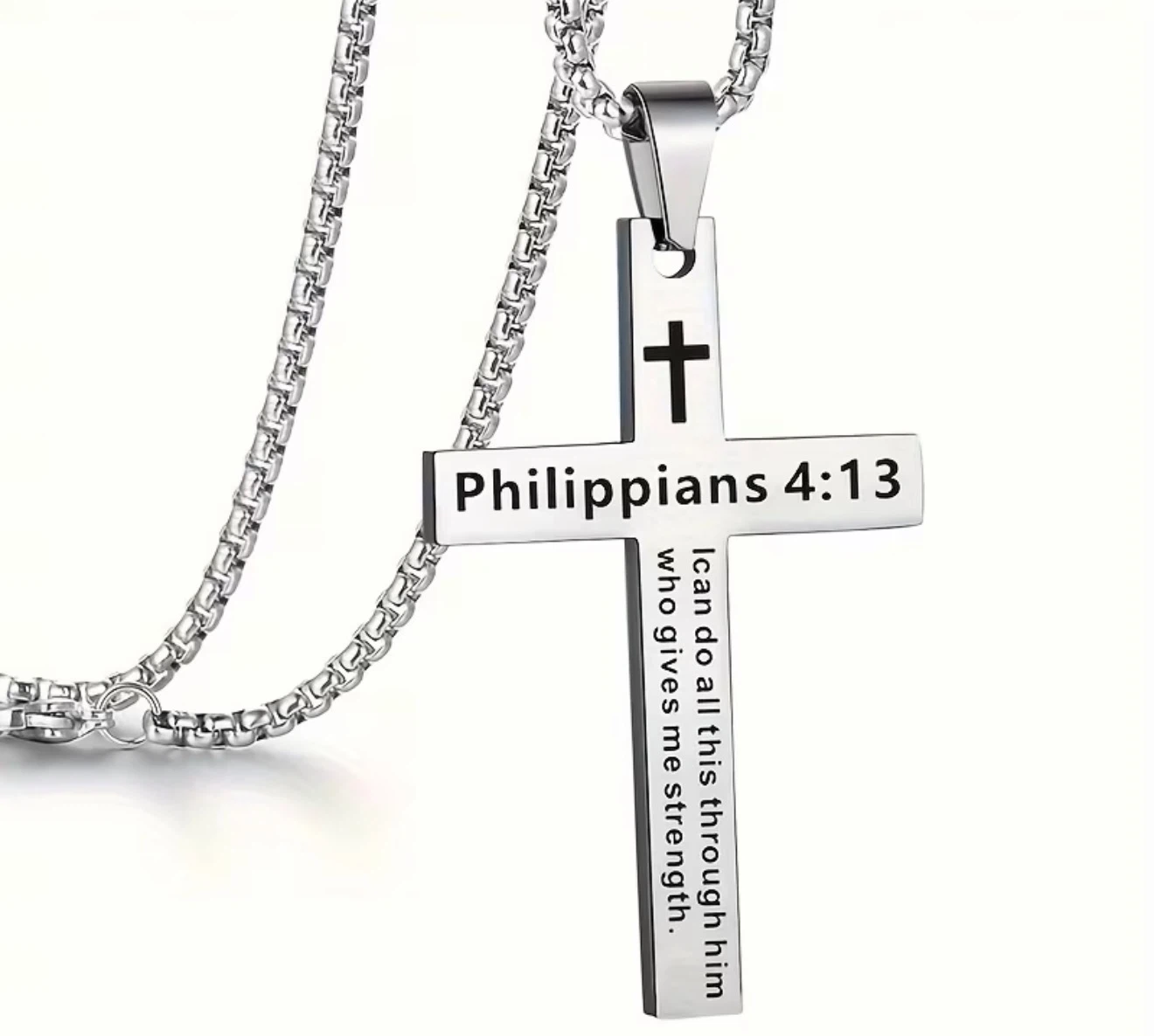 Philippians 4:13 Cross Necklace