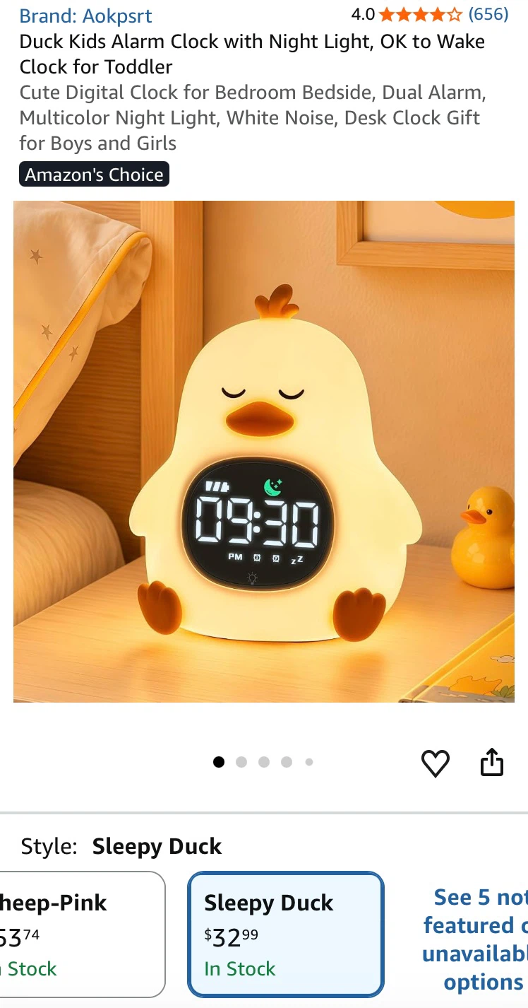 Aokpsrt Duck Kids Alarm Clock with Night Light - photo 2