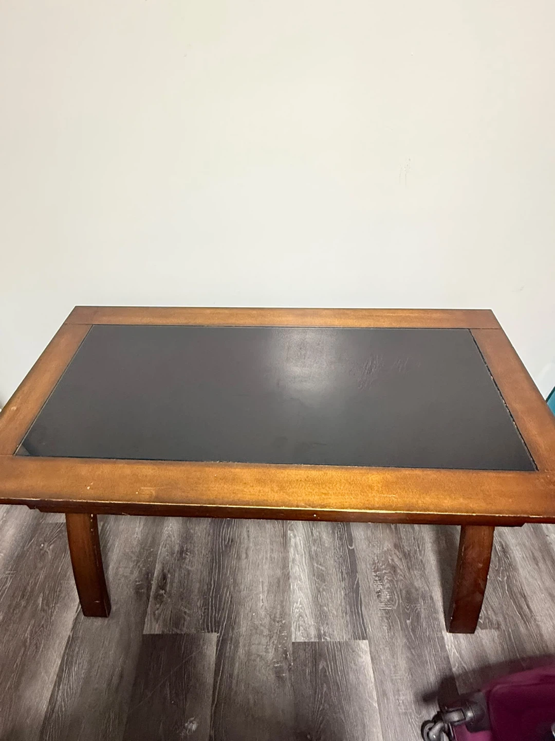Wooden writing desk with black glass inlay - photo 2