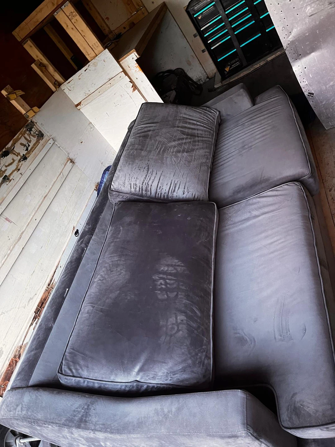 Gray Velvet Sofa