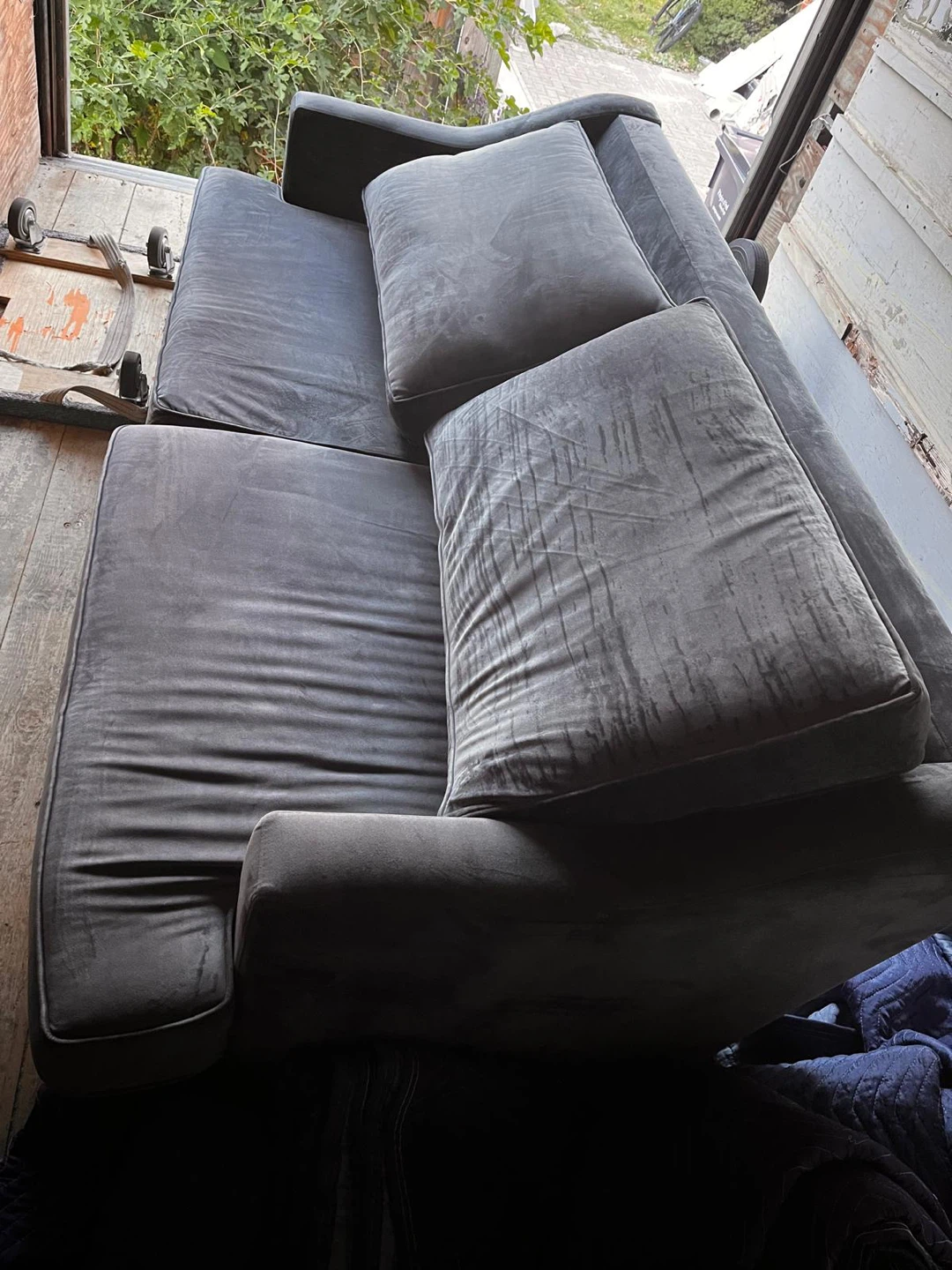 Gray Velvet Sofa - photo 3