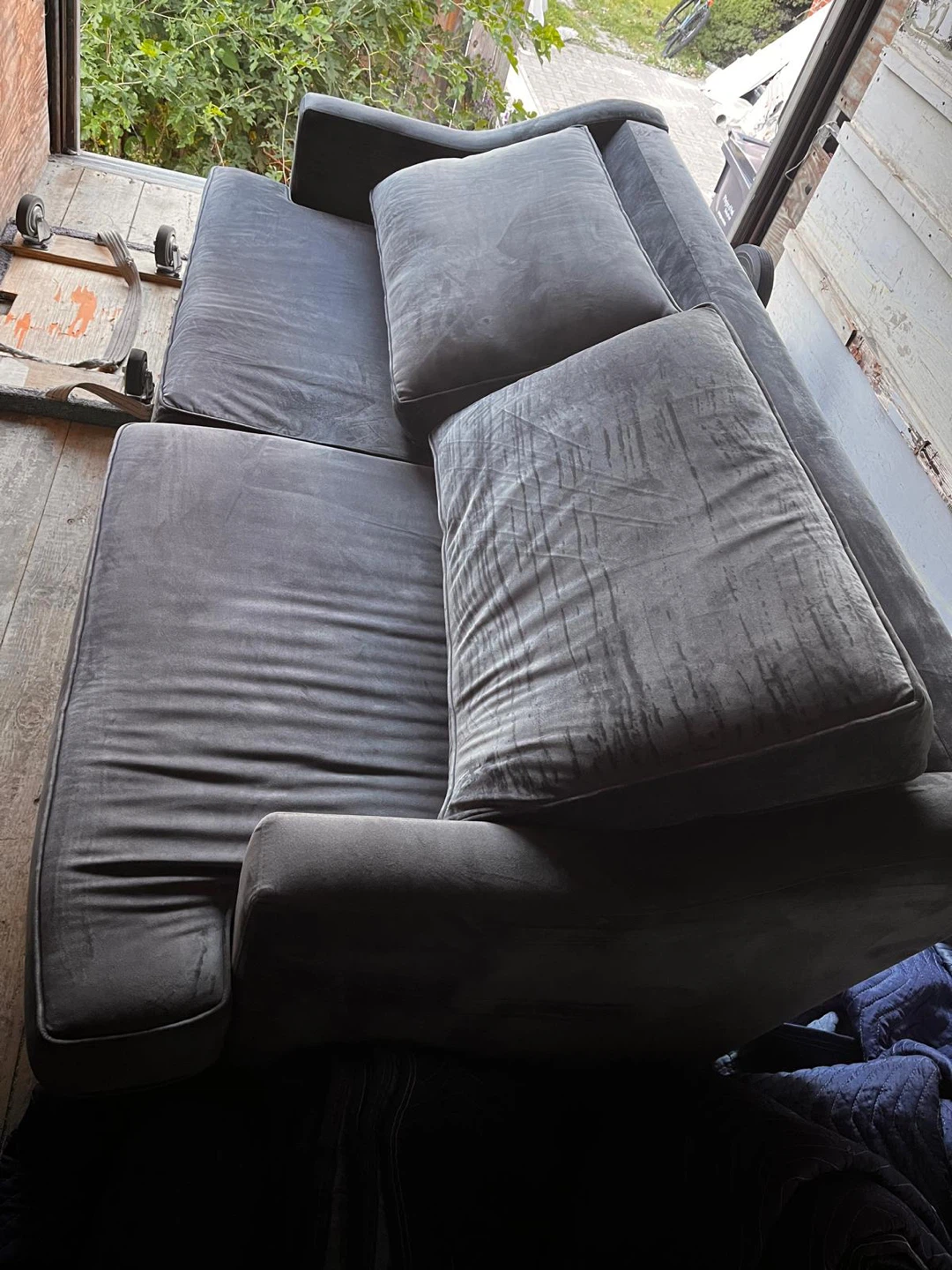 Gray Velvet Sofa - photo 4