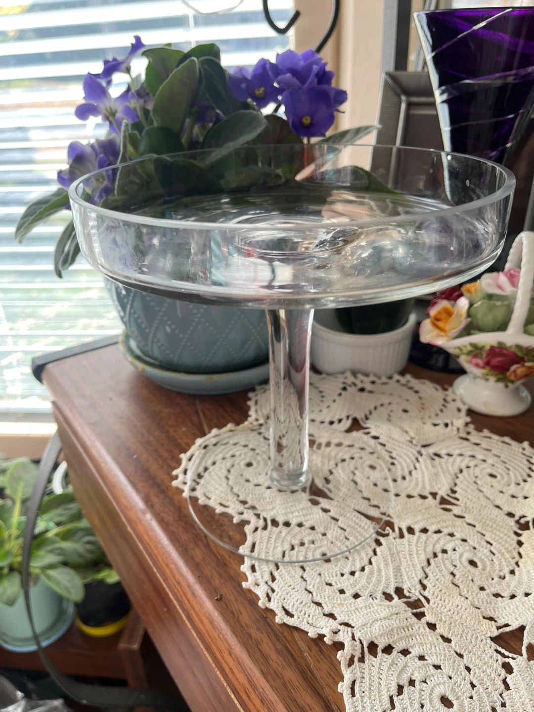 Glass Pedestal Mini Cake Stand, 7 in. in diameter, 7 in. tall