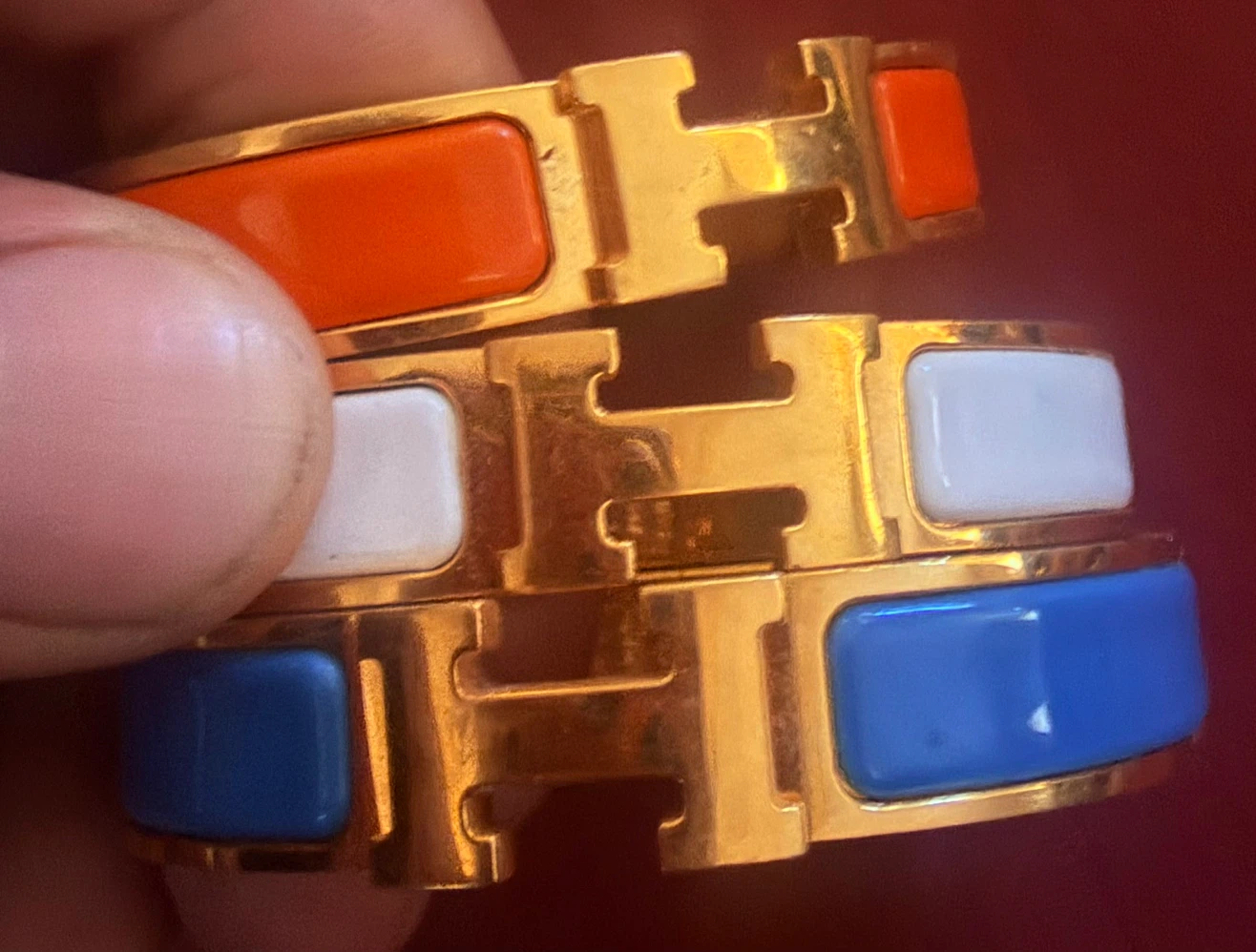 3 MINT • Authentic STAMPED • Small Enamel HERMES Bracelets