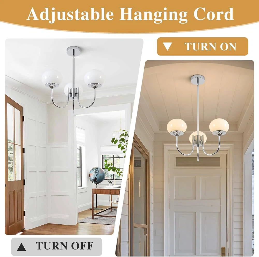 2-Pack and 3-Light Globe Chandelier