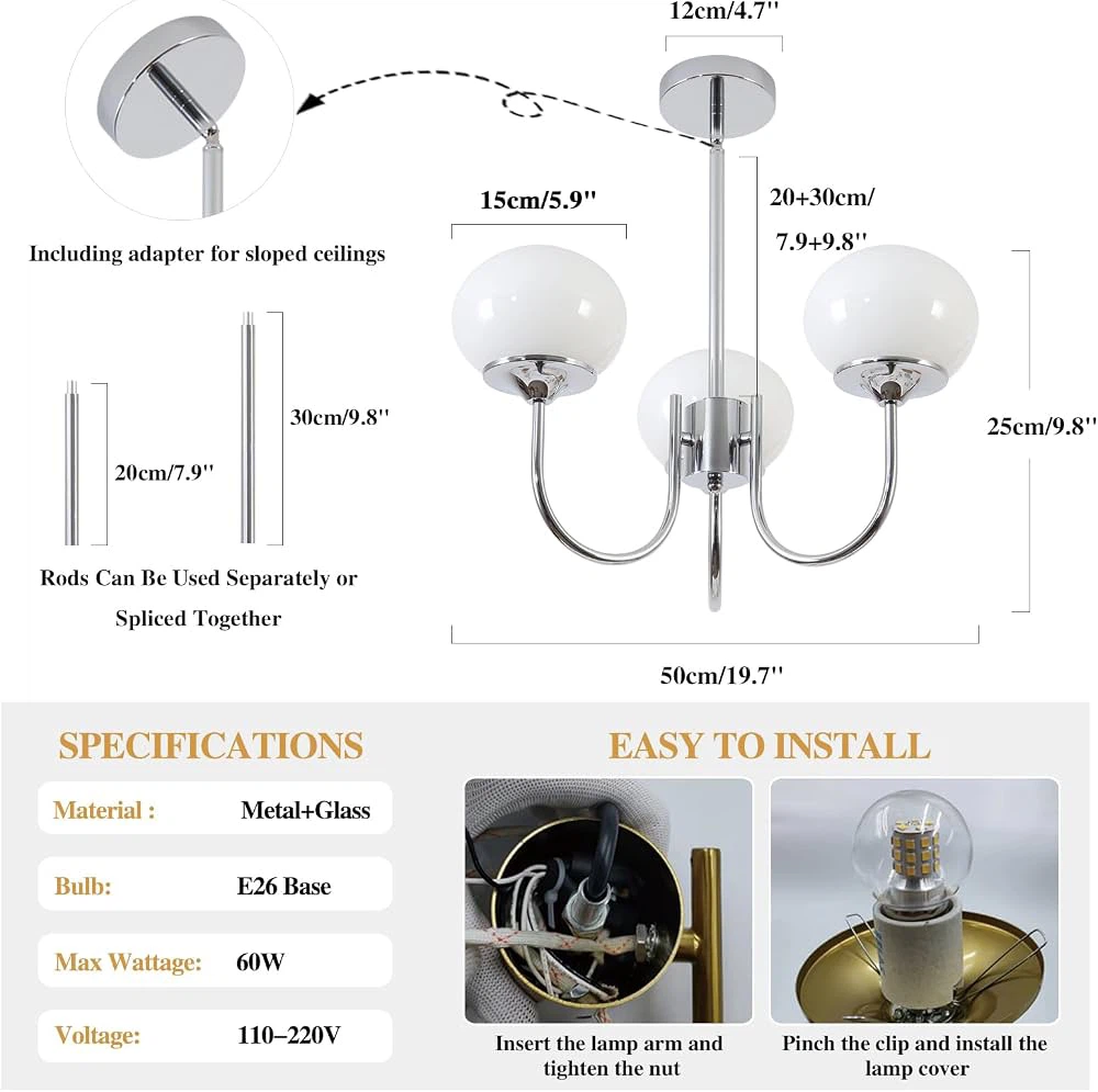 2-Pack and 3-Light Globe Chandelier - photo 2