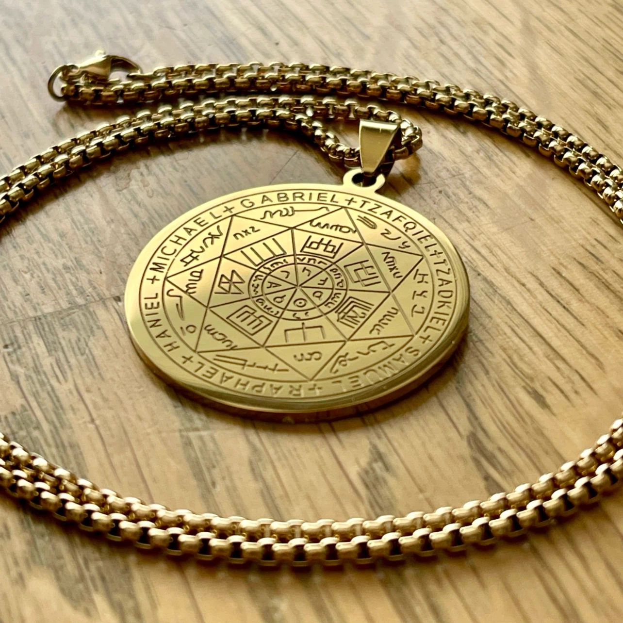Seven Archangels stainless steel necklace - golden colour - photo 2