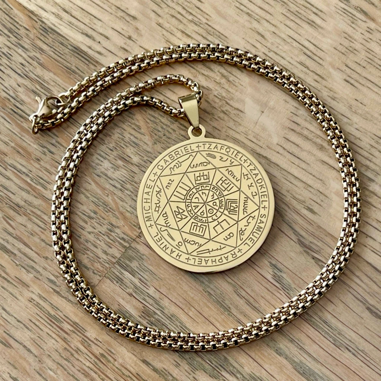 Seven Archangels stainless steel necklace - golden colour - photo 3