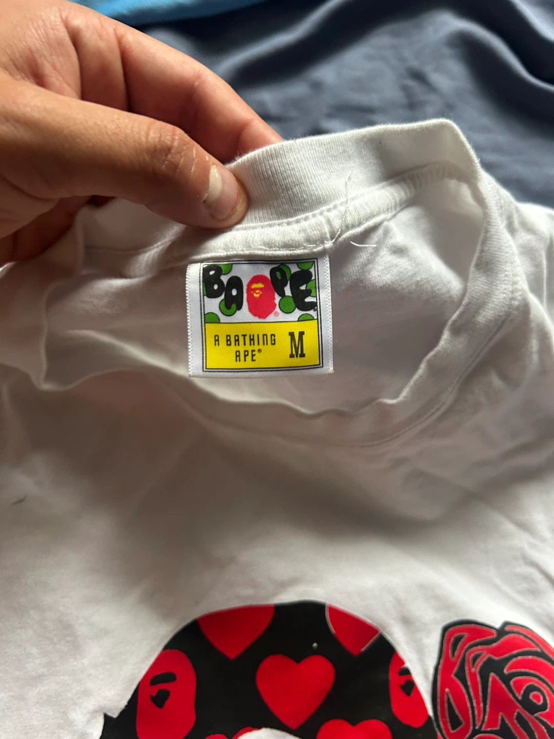 A Bathing Ape T-Shirt White Heart Logo - photo 2