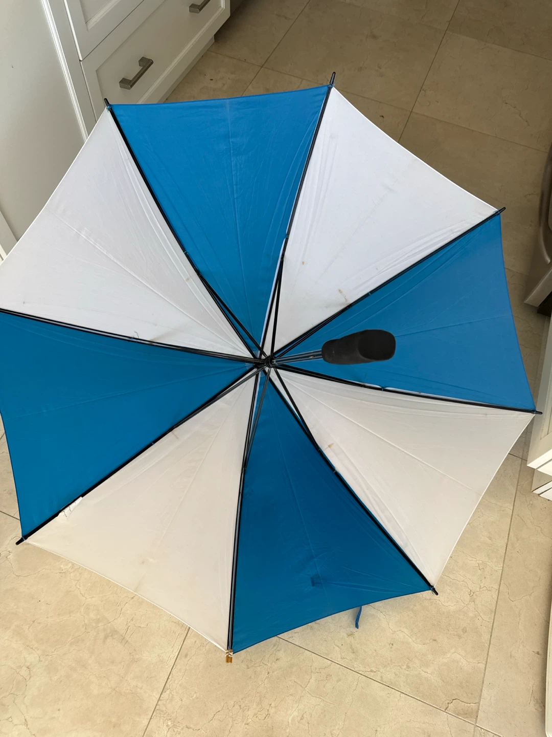 Blue and White Golf Umbrella