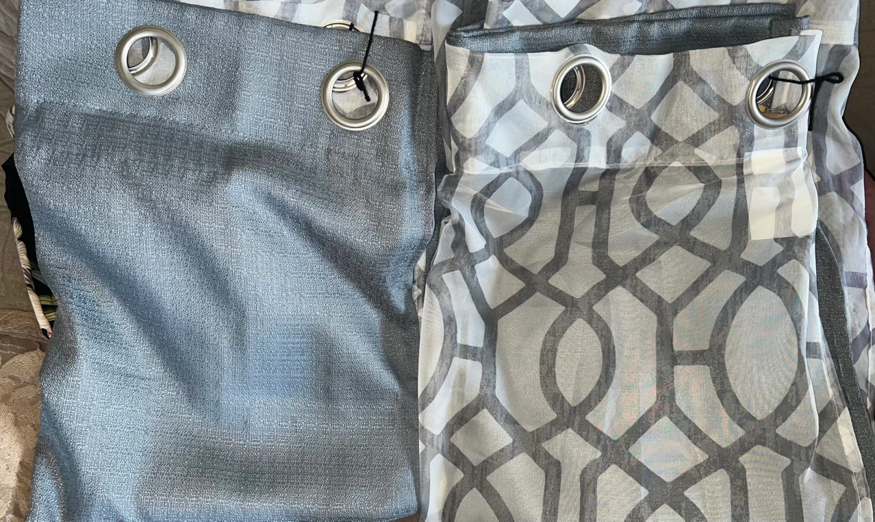 Mainstays Grey Geometric Curtains-4 pieces