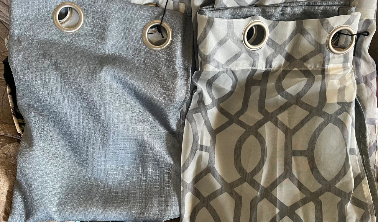 Mainstays Grey Geometric Curtains-4 pieces - photo 2