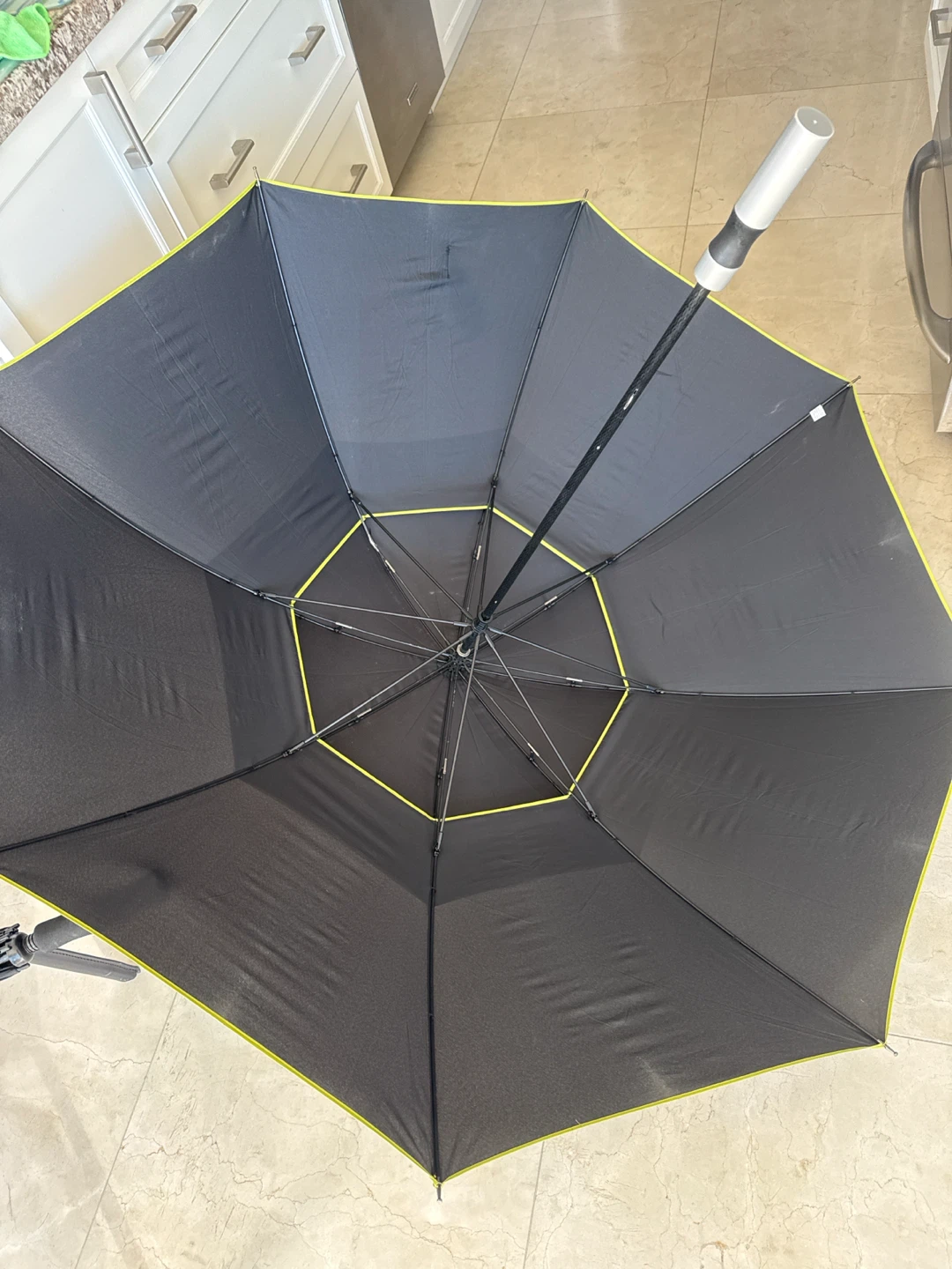 Large Black and Lime Green Golf Umbrella