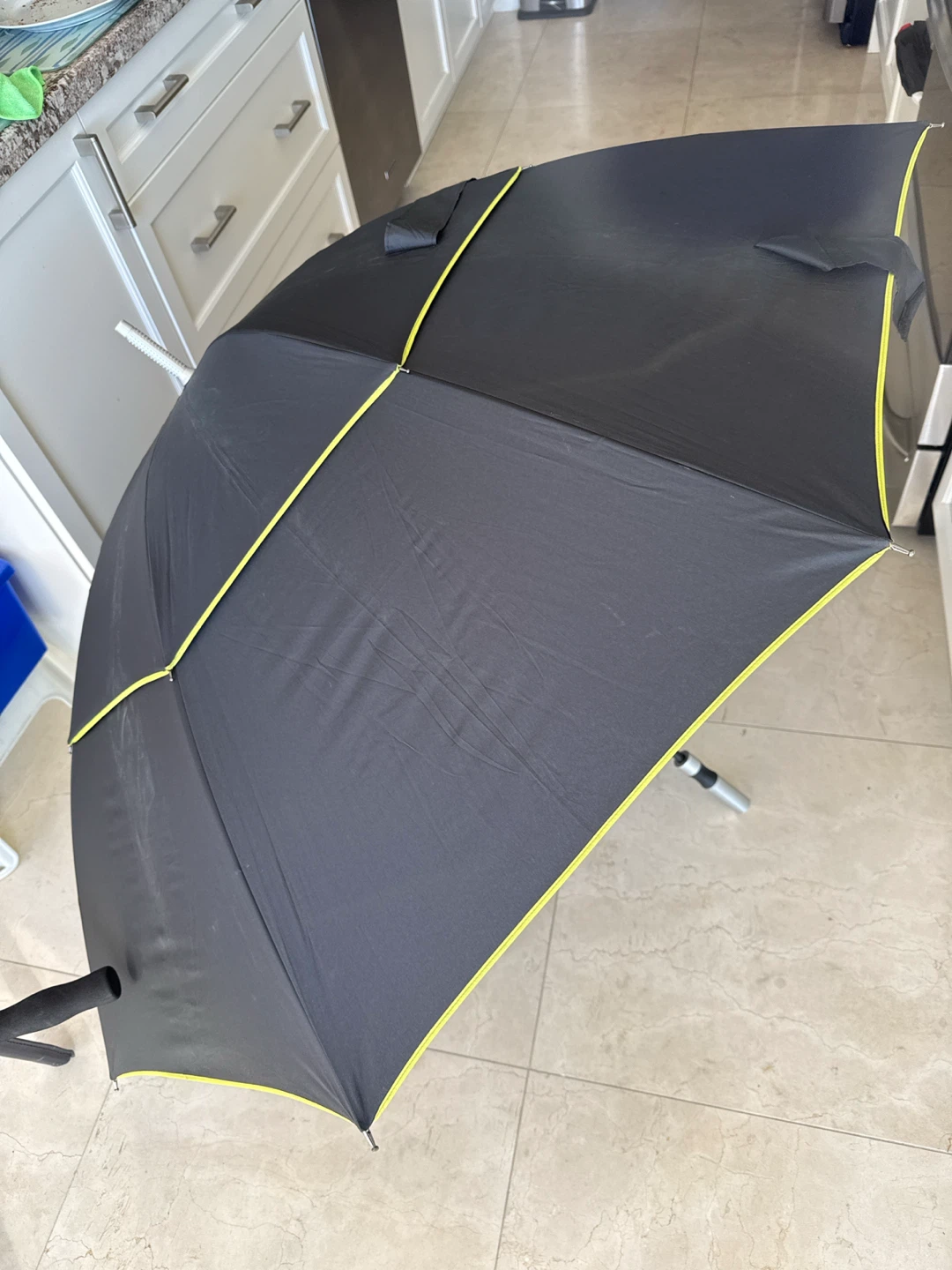 Large Black and Lime Green Golf Umbrella - photo 2