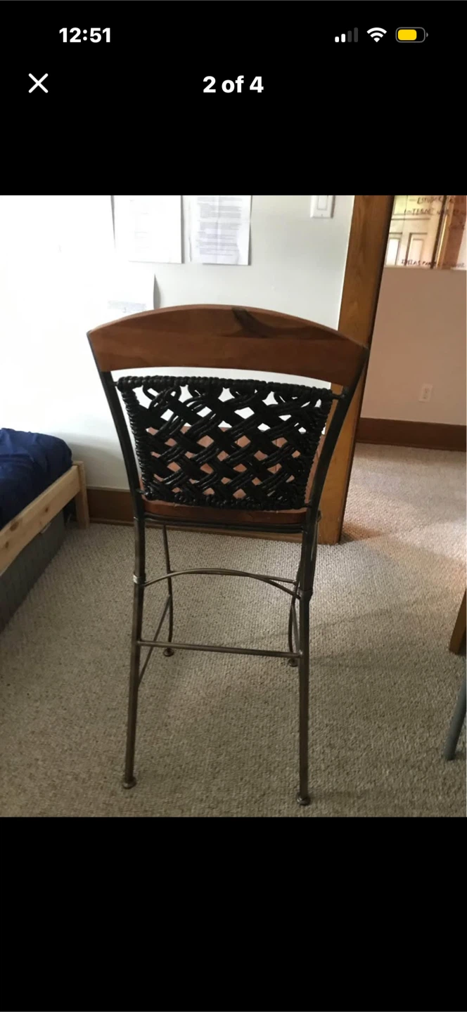 Set of Two Metal and Wood Bar Stools - photo 2