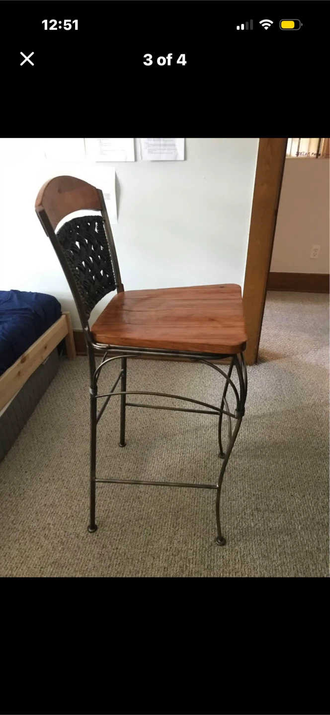 Set of Two Metal and Wood Bar Stools - photo 3