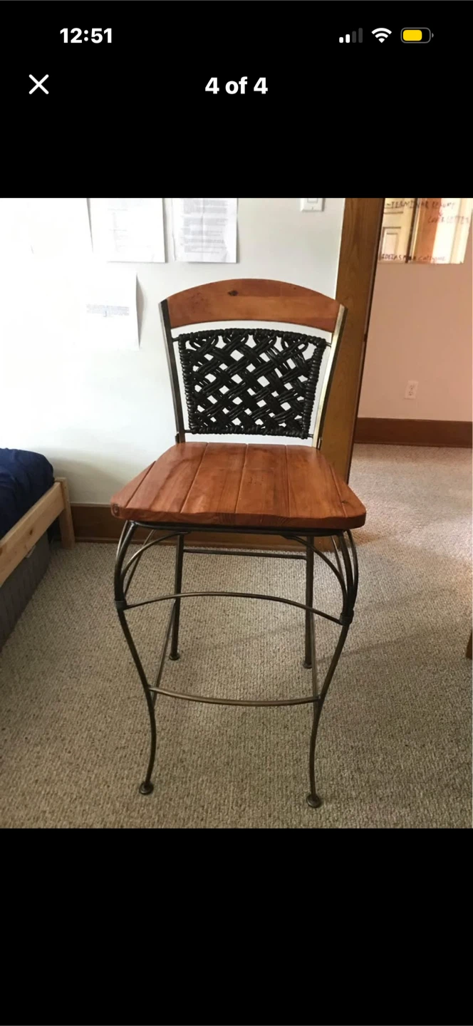 Set of Two Metal and Wood Bar Stools - photo 4