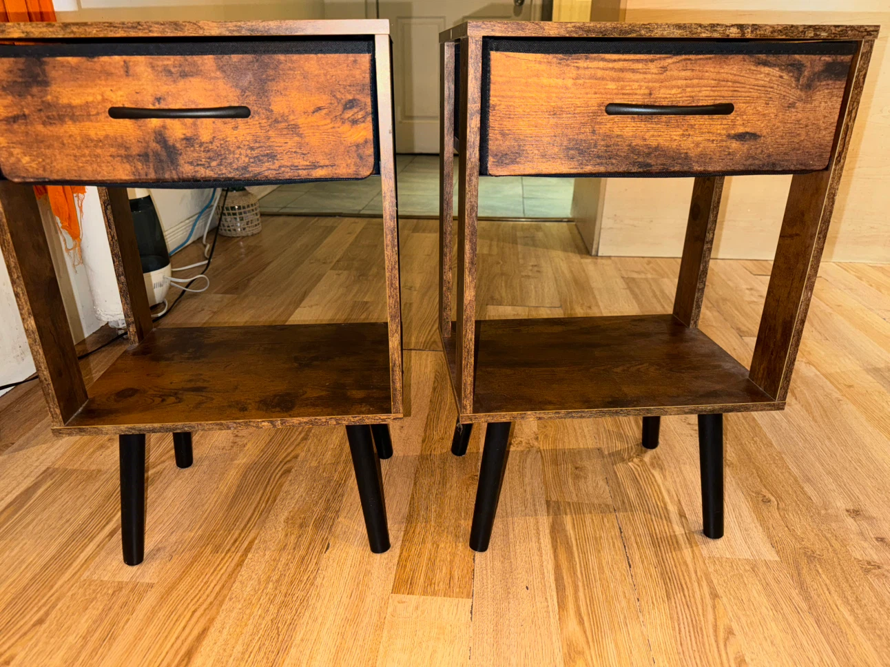 NEW Set of 2 Rustic Brown Nightstands - photo 5