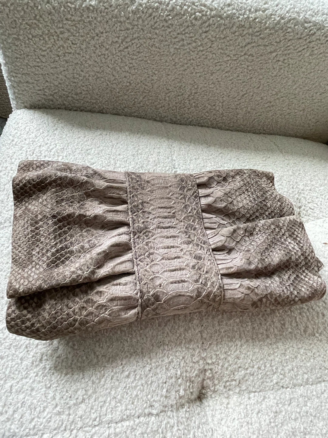 Vintage Furla Embossed Leather Clutch – Taupe/Brown - photo 2