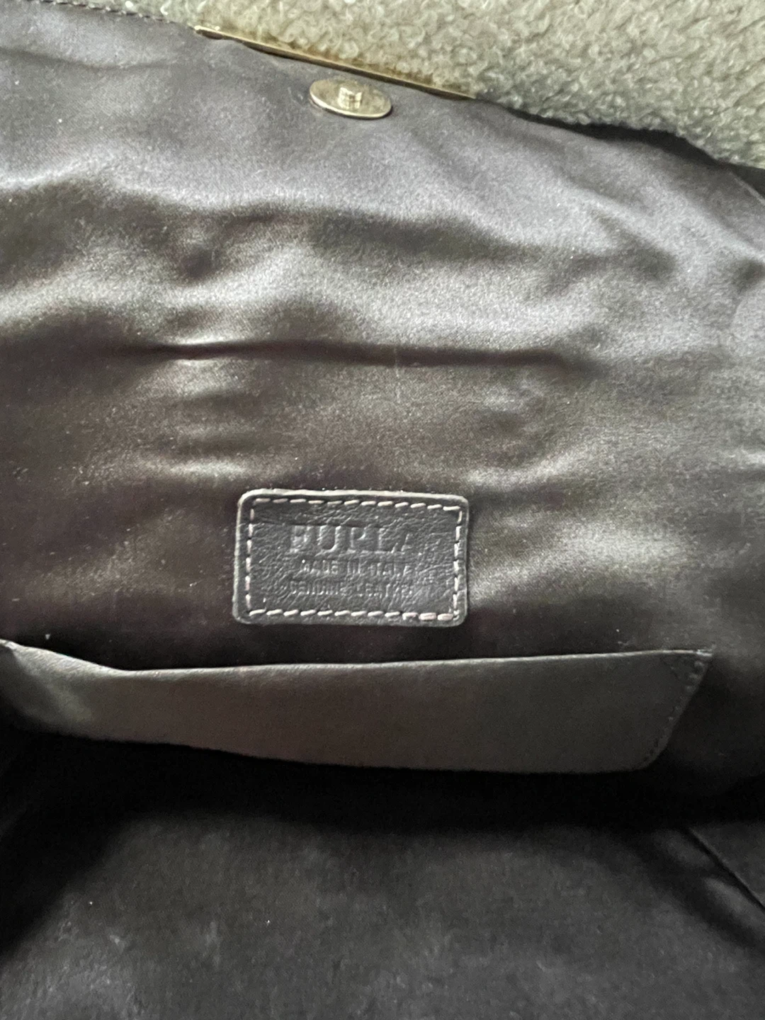 Vintage Furla Embossed Leather Clutch – Taupe/Brown - photo 4