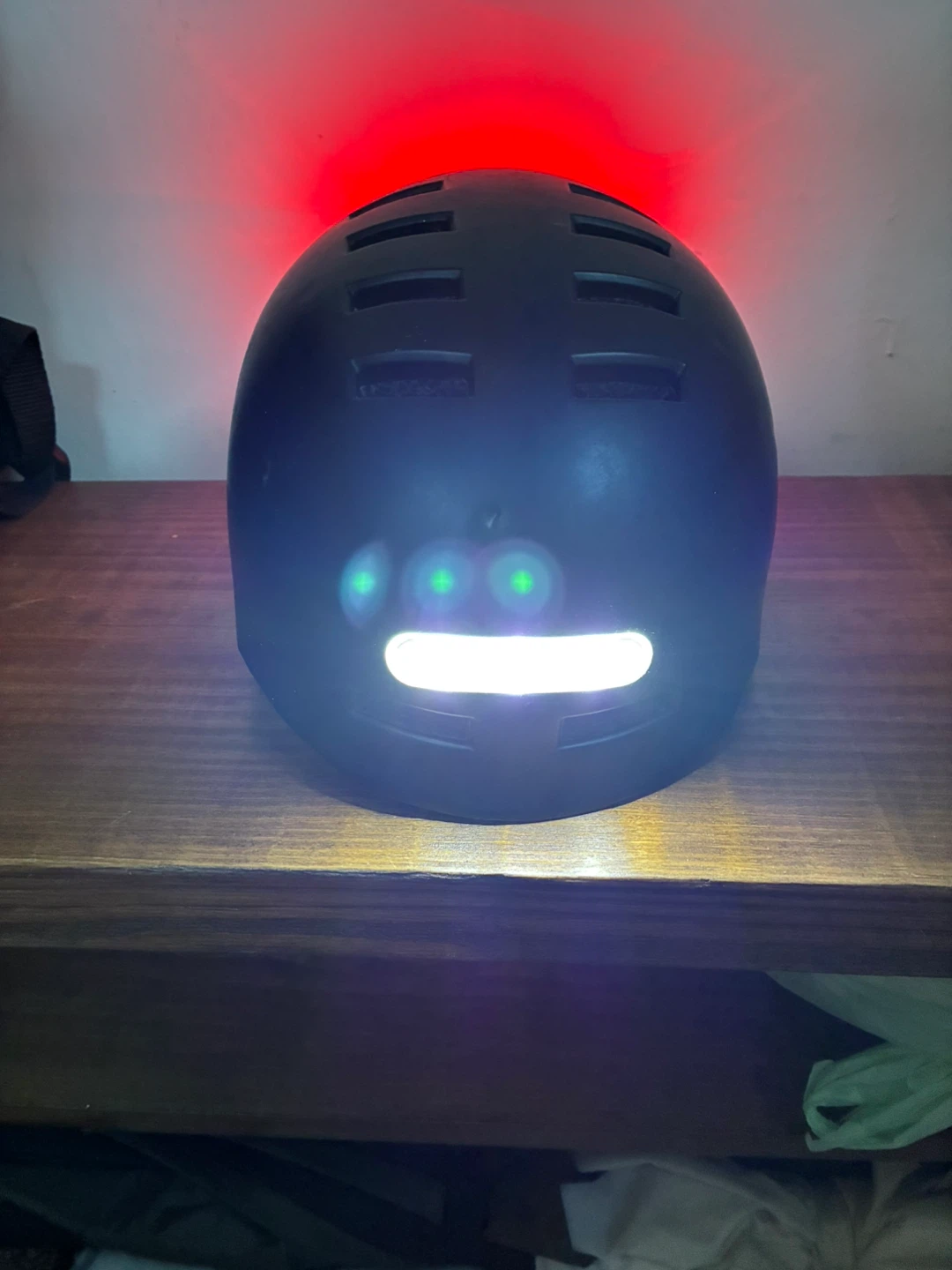 Black Commuter Helmet with LED Lights