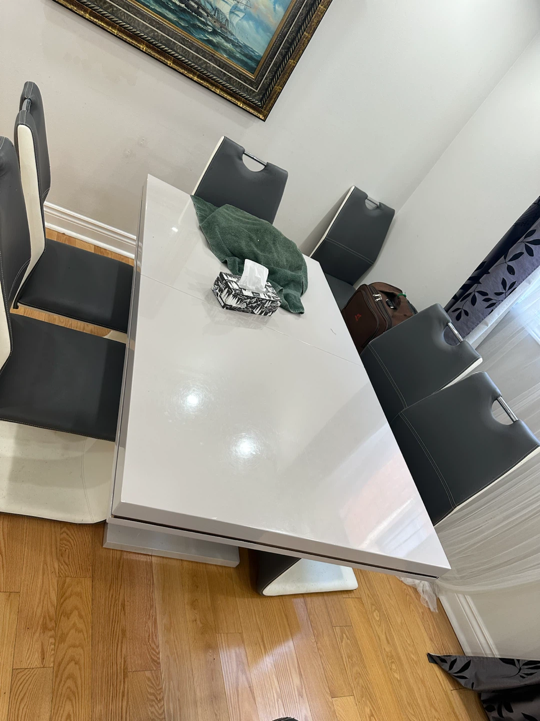 Modern Grey and White Dining Set with 6 Chairs