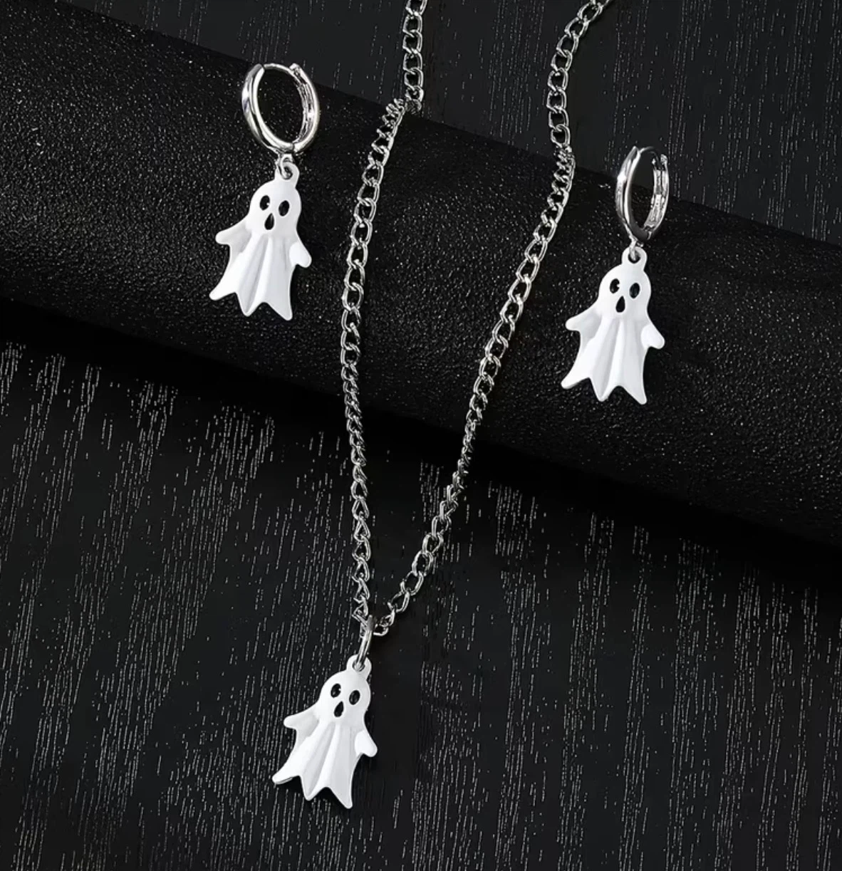 Halloween Ghost necklace and earring jewellery gift set