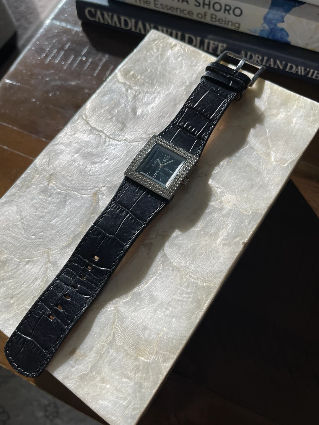 DKNY NY-3369 Square Rhinestone Watch