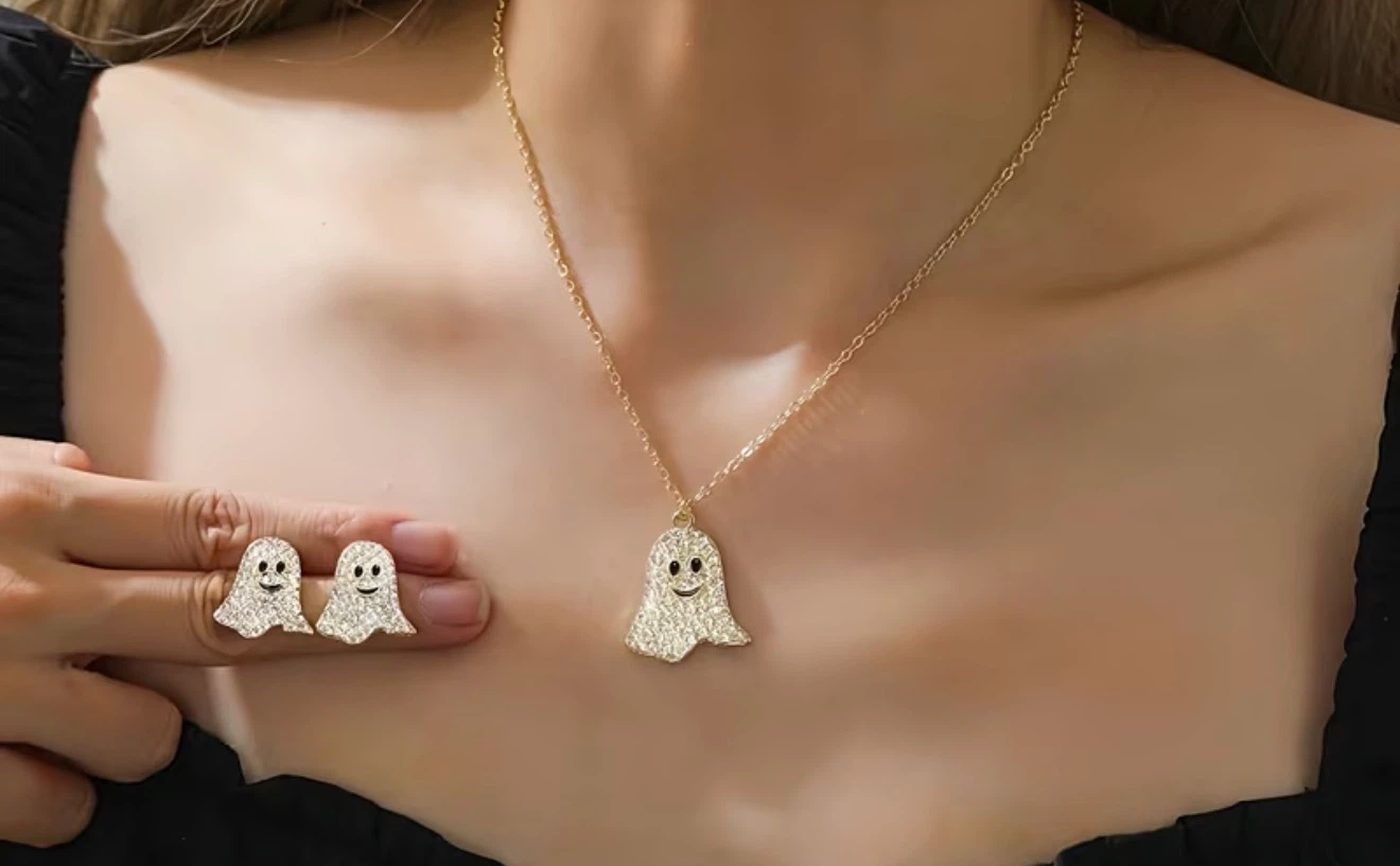 Halloween new Ghost Necklace and Earring gift Set