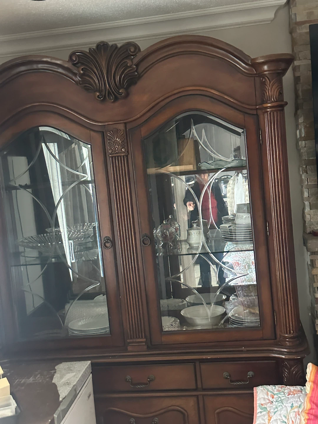 Traditional Dark Wood China Cabinet