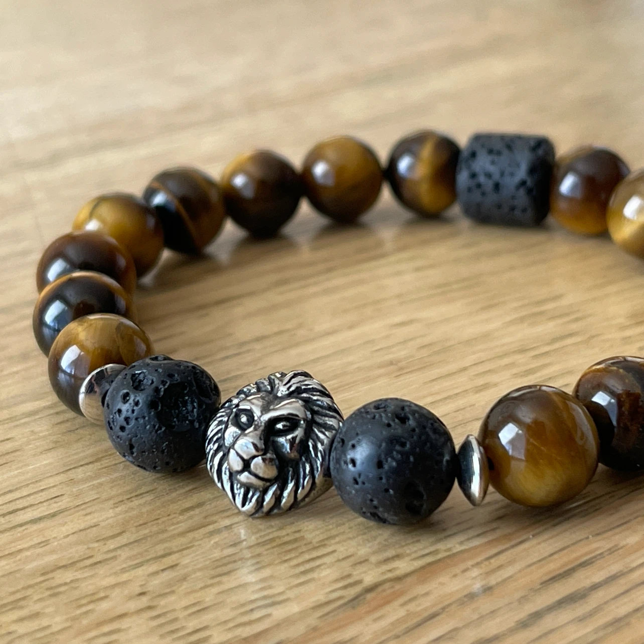 Lion Bracelet (Tiger Eye & Lava Rock) - Strength & Courage