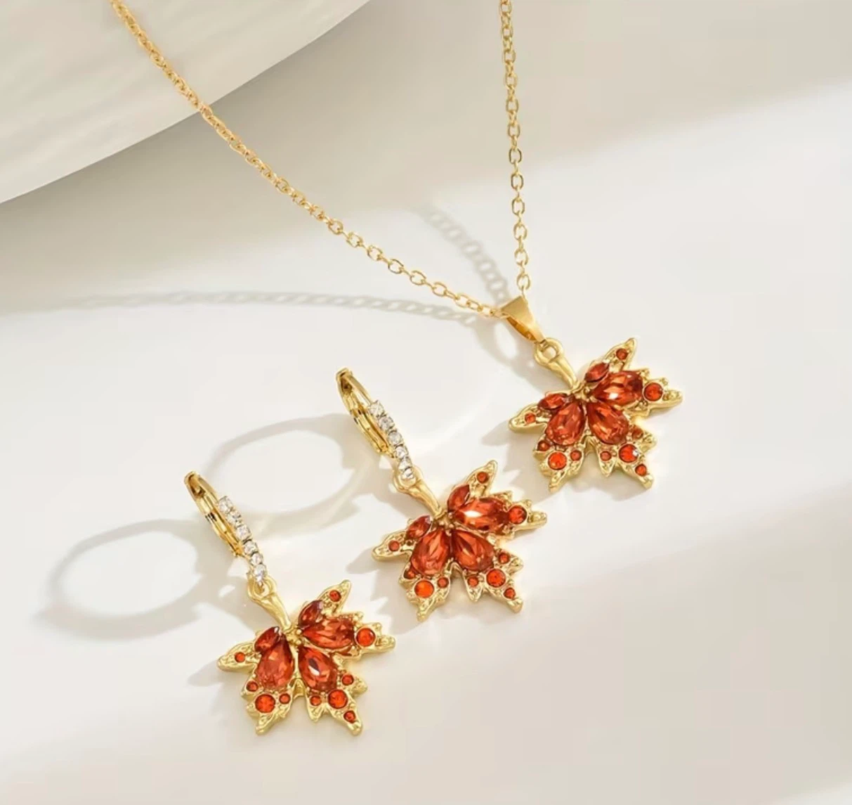 Maple Leaf Necklace and Earring gift Set