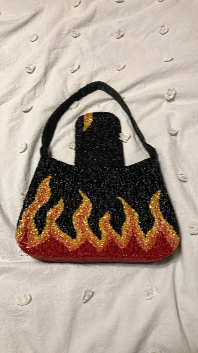 Whizbang Beaded Flame Print Shoulder Bag - photo 2
